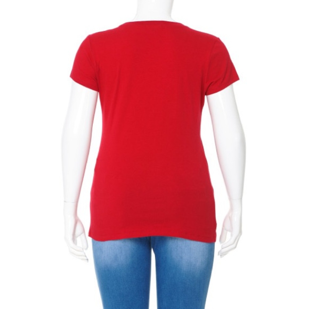 (64000-BLK) WOMEN PLUS SIZE ROUND NECK SHORT SLEEVE BASIC SOLID TOP TEE - Picture 3 of 3